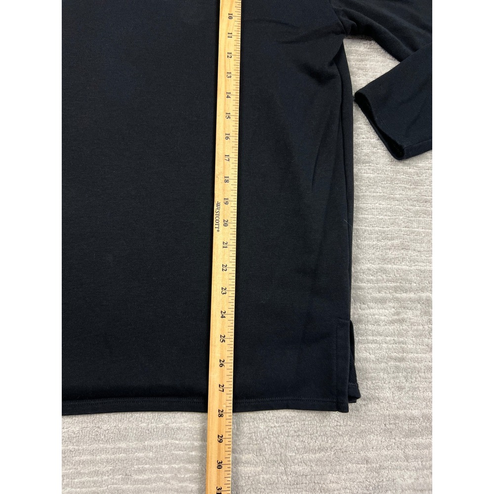 Time and Tru Pullover Womens XL Black Funnel Neck Button Shoulder French Terry - Picture 3 of 8